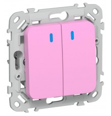 FLITE Выключатель 2-клавишный кнопочный с индикацией 10А ВС12-2-1-ФлПр пурпурный  FI-V24-1-10-1-K99  IEK