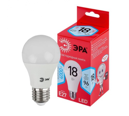 Лампа светодиодная RED LINE LED A65-18W-840-E27 R E27 18Вт нейтральный белый свет  Б0052381  ЭРА
