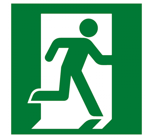 Знак эвакуационный E 01-02 "Выход здесь" (правосторонний) 200х200 мм, пластик  pn-e-01-02  EKF