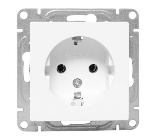 Механизм розетки, 16А, с заземлением, без шторок, белый Эпика EKF  UP1-SOW-110  EKF