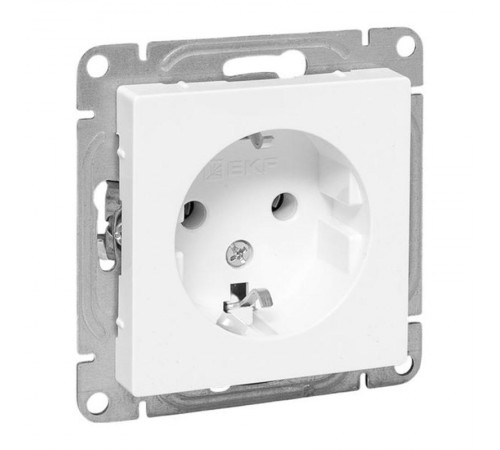 Механизм розетки, 16А, с заземлением, без шторок, белый Эпика EKF  UP1-SOW-110  EKF