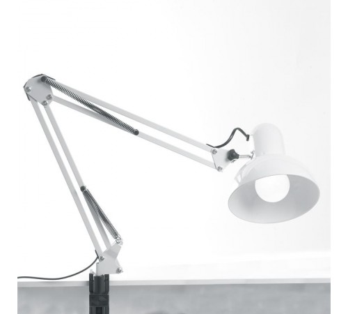 Светильник настольный под лампу E27, max 60W, 230V на струбцине, белый DE1430  24232  FERON
