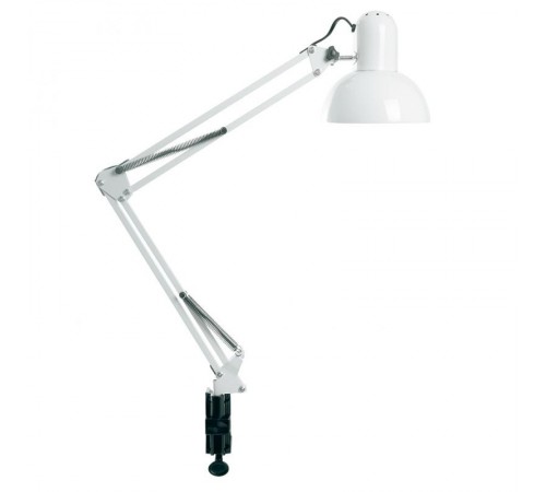 Светильник настольный под лампу E27, max 60W, 230V на струбцине, белый DE1430  24232  FERON