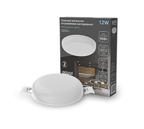 Встраиваемый светильник Frameless круг 12W 4000K 1/40  967511212  Gauss