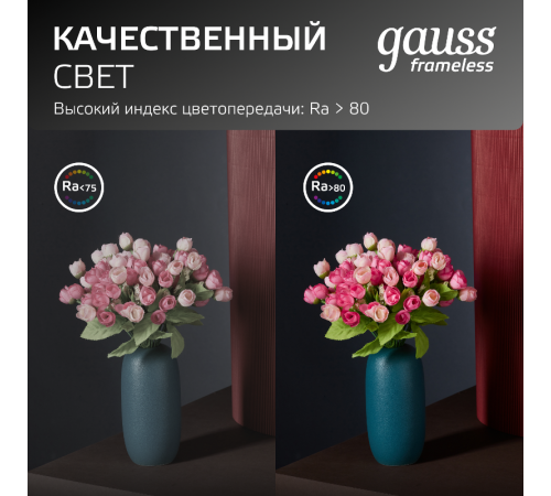 Встраиваемый светильник Frameless круг 12W 4000K 1/40  967511212  Gauss