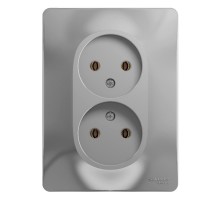 Glossa Алюминий Розетка 2-я без заземления (в сборе с рамкой)  GSL000320  SE