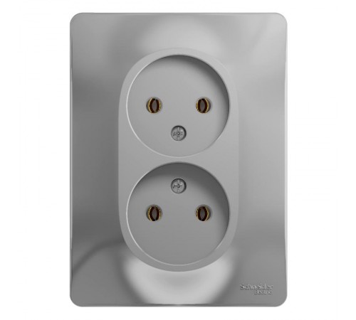 Glossa Алюминий Розетка 2-я без заземления (в сборе с рамкой)  GSL000320  SE