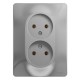 Glossa Алюминий Розетка 2-я без заземления (в сборе с рамкой)  GSL000320  SE