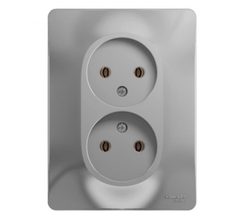 Glossa Алюминий Розетка 2-я без заземления (в сборе с рамкой)  GSL000320  SE