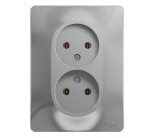 Glossa Алюминий Розетка 2-я без заземления (в сборе с рамкой)  GSL000320  SE