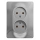 Glossa Алюминий Розетка 2-я без заземления (в сборе с рамкой)  GSL000320  SE
