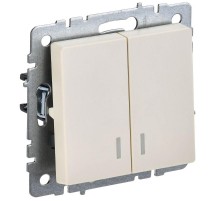 BRITE Выключатель 2-клавишный с индикацией 10А ВС10-2-1-БрКр бежевый   BR-V20-1-10-K10  IEK