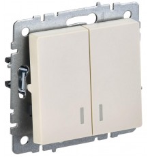 BRITE Выключатель 2-клавишный с индикацией 10А ВС10-2-1-БрКр бежевый   BR-V20-1-10-K10  IEK