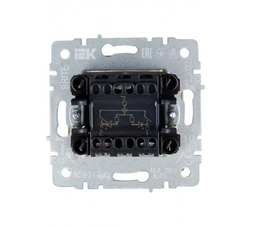 BRITE Выключатель 2-клавишный с индикацией 10А ВС10-2-1-БрКр бежевый   BR-V20-1-10-K10  IEK