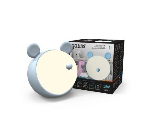 Светильник ночник настольный Qplus GTL702 5W 200lm 2700-6000K 5V Li-ion 1200mA голубой диммируемый LED 1/10/30  NN7026  Gauss