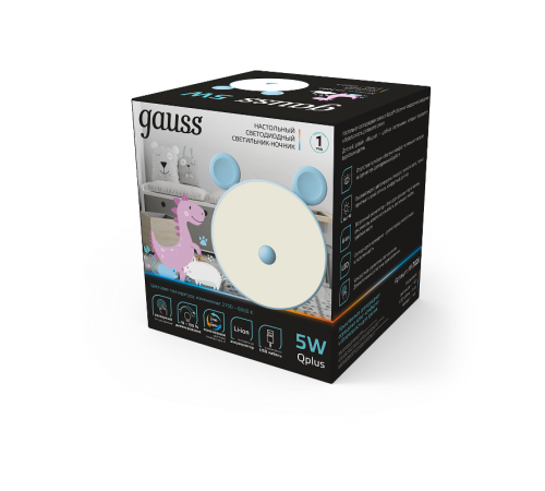Светильник ночник настольный Qplus GTL702 5W 200lm 2700-6000K 5V Li-ion 1200mA голубой диммируемый LED 1/10/30  NN7026  Gauss
