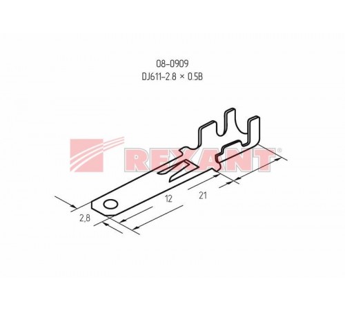 Клемма плоская штекер 2.8 мм 0,5-1.5 мм (РП-п 1.5-(2.8))  08-0909  REXANT