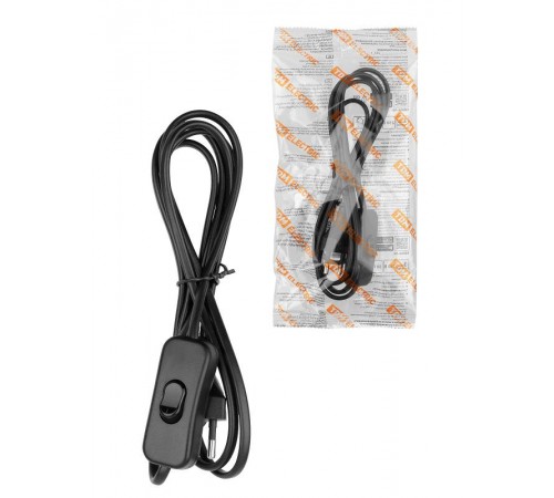 Шнур для БРА с выключателем ШВВП 2х0,5 мм2 1,8 м черный  SQ1305-1001  TDM