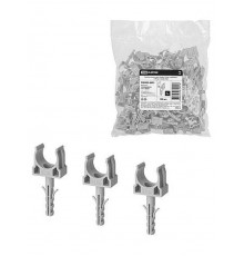 Крепеж-клипса для трубы 16 мм с дюбелем (100 шт.) серая   SQ0405-0091  TDM