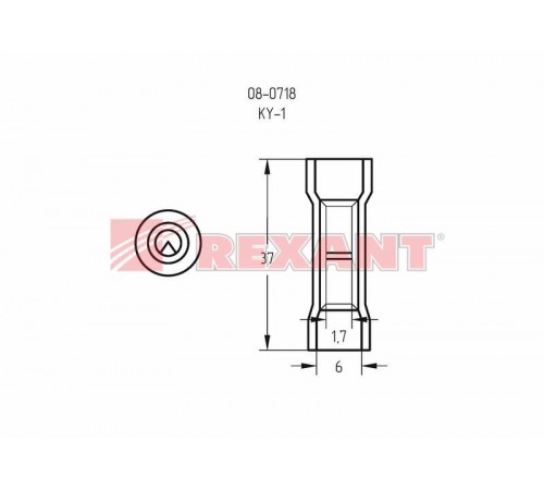Соединительная гильза изолированная термоусаживаемая L-37 мм 0.5-1 мм (ГСИ-т 1.0/ГСИ-т 0,5-1,0) красная  08-0718  REXANT