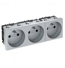 Розетка тройная 0° франц. стандарт, 250 В, 16A (серебристый) (STD-F0 AL3)  6120201  OBO Bettermann