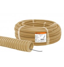 Труба гибкая гофрированная ПВХ 20мм с протяжкой лёгкая "ЭКО" (25м) сосна  SQ0401-0052  TDM