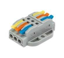 Клемма СМК 222-423P проходная 3 полюса, с монтажной площадкой (0,08-4 мм), серая (25 шт./уп.)  07-6263  REXANT