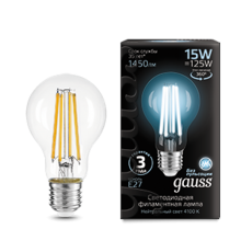 Лампа светодиодная Filament А60 15W 1450lm 4100К Е27 LED 1/10/40  102902215  Gauss
