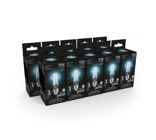 Лампа светодиодная Filament А60 15W 1450lm 4100К Е27 LED 1/10/40  102902215  Gauss