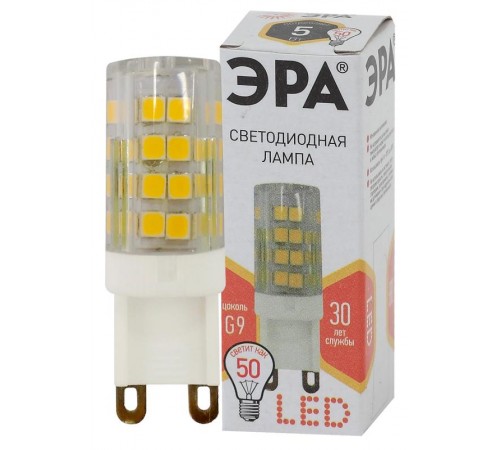 Лампа светодиодная LED 5Вт G9 220В 2700К smd JCD капсульная  Б0027863  ЭРА
