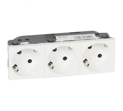 Розетка Mosaic 3Х2К+З нем.ст. с отверстиями под 45 град.  077253  Legrand