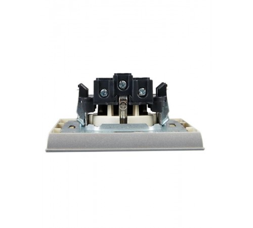 BRITE Розетка с заземлением со шторками 16А в сборе РСР14-1-0-БрА алюминий  BR-R14-16-K47-F  IEK