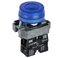 Кнопка LA167-BP61 d=22мм 1з синяя  BBT20-BP61-1-22-67-K07  IEK