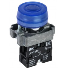 Кнопка LA167-BP61 d=22мм 1з синяя  BBT20-BP61-1-22-67-K07  IEK