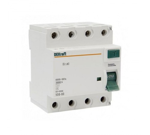Выключатель дифференциальный (УЗО) УЗО-03 4п 40А 100мА тип AC  14087DEK  DEKraft