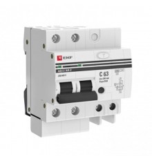 Выключатель автоматический дифференциального тока АД-2 63А/300мА (характеристика C, AC, электронный, защита 270В) 6кА PROxima  DA2-6-63-300-pro  EKF