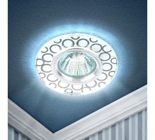 Светильник точечный встраиваемый DK LD46 SL декор cо светодиодной подсветкой MR16, зеркальный  Б0037357  ЭРА