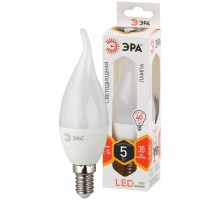 Лампа светодиодная LED BXS-5W-827-E14 ЭРА (диод, свеча на ветру, 5Вт, тепл, E14)  Б0027967  ЭРА