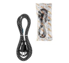 Шнур сетевой с вилкой в тканевой оплетке ПВС 2x0,75мм2 1,8м, 1400 Вт б/з черный  SQ1305-0093  TDM