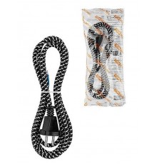 Шнур сетевой с вилкой в тканевой оплетке ПВС 2x0,75мм2 1,8м, 1400 Вт б/з черный  SQ1305-0093  TDM