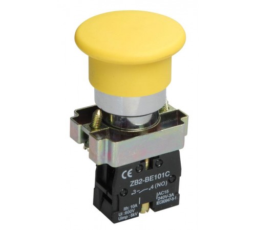 Кнопка управления LAY5-BC51"Грибок" без подсветки желтая 1з   BBG70-BC-K05  IEK