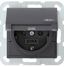 Gira S-55 Антрацит Розетка с/з с крышкой  045428  Gira