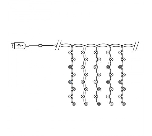 Гирлянда-занавес USB 480 LED 3*3м, 5000K, IP20 , сетевой шнур 3м в комплекте, CL591  41639  FERON