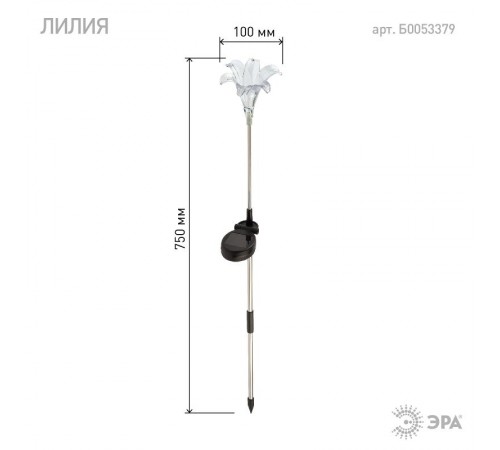 Светильник садовый уличный ERASF22-19 Лилия на солнечных батареях 75 см  Б0053379  ЭРА