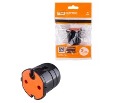 Кабельная розетка б/з черная с красной вставкой 10А 250B черная  SQ1806-0214  TDM