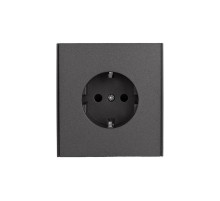 Розетка STRONG 1-ая с/з с/у, со шторками 16А графит  KR-78-0701-6  Kranz