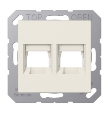 Kрышка для 2-х разъемов; без видимого винта; подпружиненная шторка; термопласт; слоновая кость A1569-2WE Jung