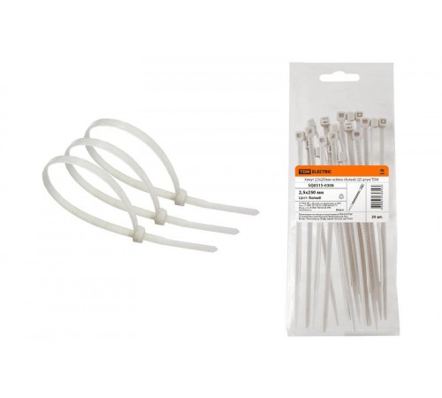 Хомут 2,5х250мм нейлон (белый) (25 штук)  SQ0515-0308  TDM
