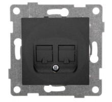 Bravo Розетка телефонная RJ12, двойная, СУ, графит  С10Т2-010  GUSI Electric