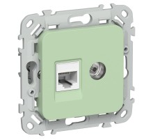 FLITE Розетка 2-ая RJ45/TV кат.5Е UTP РКТВ5е-2-0-ФлФ фисташковый  FI-AK22-1-K93  IEK